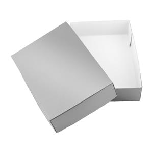Papierová krabička s vekom typ 4 lepená 215x302 lesklá - strieborná