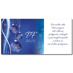 PF 2022 - karta s textom - modré ozdoby