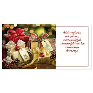 PF - karta s textom - dekorácia s darčekmi