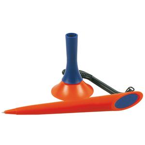Plastový stojanček s guľôčkovým perom Cimba - oranžová - modrá