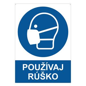 Používaj respirátor - bezpečnostná tabuľka s dierkami, 2 mm plast A5