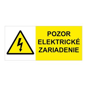 Pozor Elektrické zariadenie! - bezpečnostná tabuľka, plast 2 mm, 90 x 40 mm