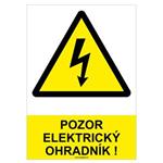 Pozor, elektrický ohradník! - bezpečnostná tabuľka, samolepka A4