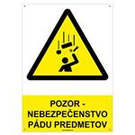 Pozor-Nebezpečenstvo pádu predmetov-bezpečnostná tabuľka s dierkami, plast A4, 2mm