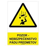 Pozor-Nebezpečenstvo pádu predmetov-bezpečnostná tabuľka, samolepka A4