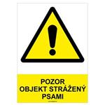 Pozor, objekt strážený psami - bezpečnostná tabuľka, plast 0,5 mm - A4