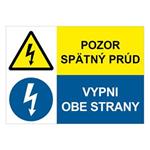 Pozor spätný prúd-Vypni obe strany, kombinácia,plast 1mm,297x210mm