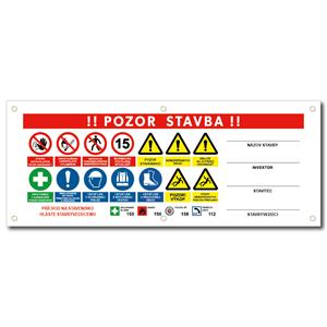 POZOR STAVBA 1 SK bezpečnostný banner - 100x40 cm