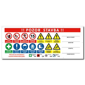 POZOR STAVBA 1 SK bezpečnostný banner - 200x80 cm