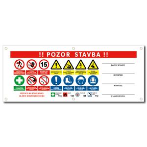 POZOR STAVBA 3 SK bezpečnostný banner - 100x40 cm