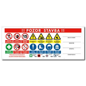 POZOR STAVBA 3 SK bezpečnostný banner - 200x80 cm