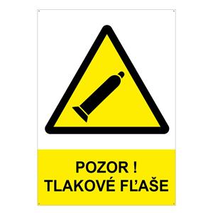 Pozor! Tlakové fľaše, plast 2mm s dierkami -148x210mm