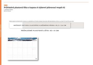 Priehľadná plastová lišta s kapsou k týždennej plánovacej mape A2