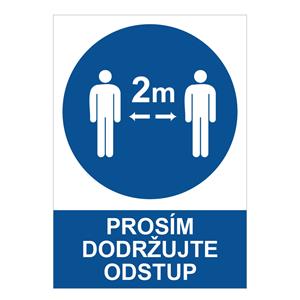 Prosím dodržujte odstup - bezpečnostná tabuľka, samolepka A5