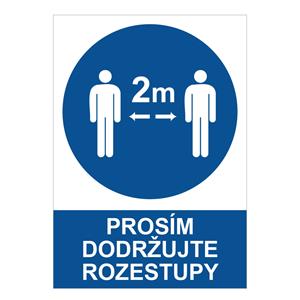 Prosím dodržujte rozestupy - bezpečnostní tabulka, samolepka A4