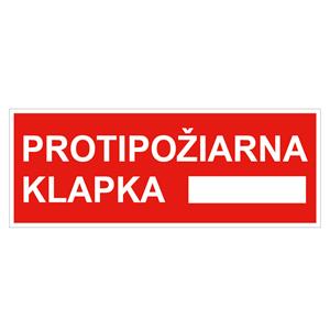 Protipožiarne klapka - bezpečnostná tabuľka, plast 1 mm 210x80 mm