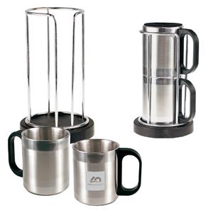 Sada 2 ks nerezových termohrnčekov v stojane Odon - strieborná matná