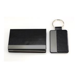 Sada vizitkář a klíčenka SORED - čierna/strieborná matná