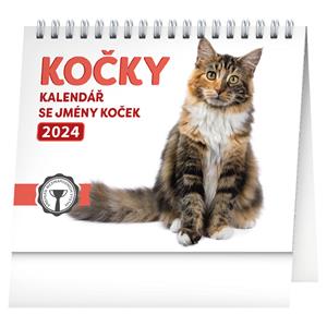 Stolový kalendár 2024 Mačky - s menami mačiek