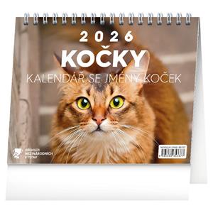 Stolový kalendár 2026 Mačky - s menami mačiek