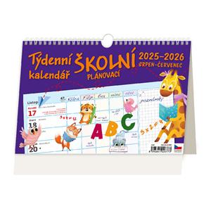 Stolový kalendár 2026 - Týždenný ŠKOLSKÝ plánovací kalendár s háčikom