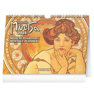 Stolový kalendár Alfons Mucha 2024, 30 × 21 cm