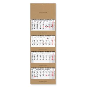 Štvormesačný kalendár Kvatro Kraft skládaný český so špirálou 2027 - sivý