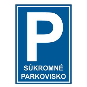 Súkromné parkovisko - bezpečnostná tabuľka s dierkami, plast 2 mm, A4