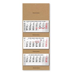 Trojmesačný kalendár Trio Kraft skládaný polský 2027 - sivý