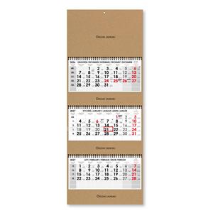 Trojmesačný kalendár Trio Kraft skládaný polský so špirálou 2027 - sivý