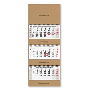 Trojmesačný kalendár Trio Kraft skládaný slovenský 2027 - sivý