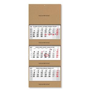 Trojmesačný kalendár Trio Kraft skládaný slovenský so špirálou 2027 - sivý