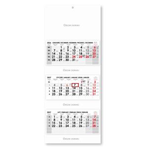 Trojmesačný kalendár Trio skládaný polský 2027 - sivý