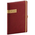 Týždenný diár 2026 A5 Twill - bordó-zlatá