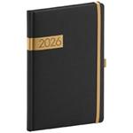 Týždenný diár 2026 A5 Twill - čierno-zlatá