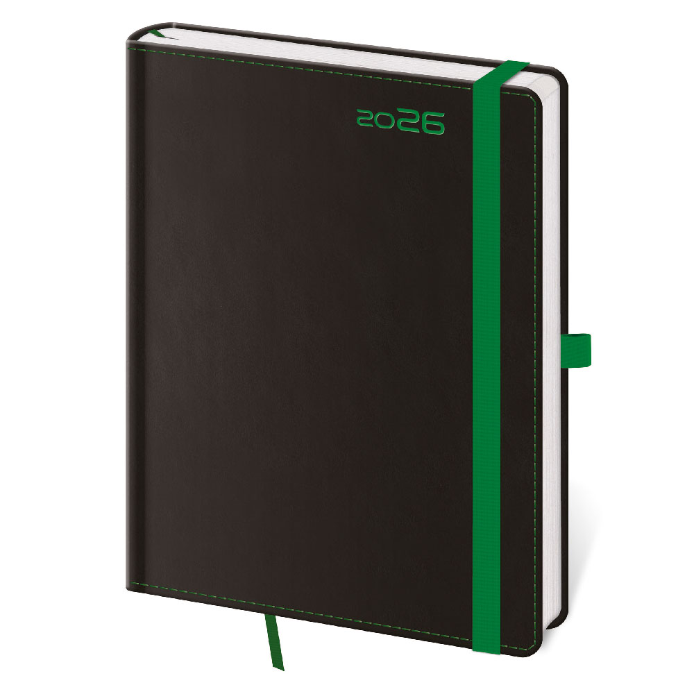 Týždenný diár A5 2026 Black Green