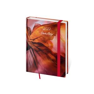 Týždenný diár B6 2022 Vario s gumičkou - Matragi Red