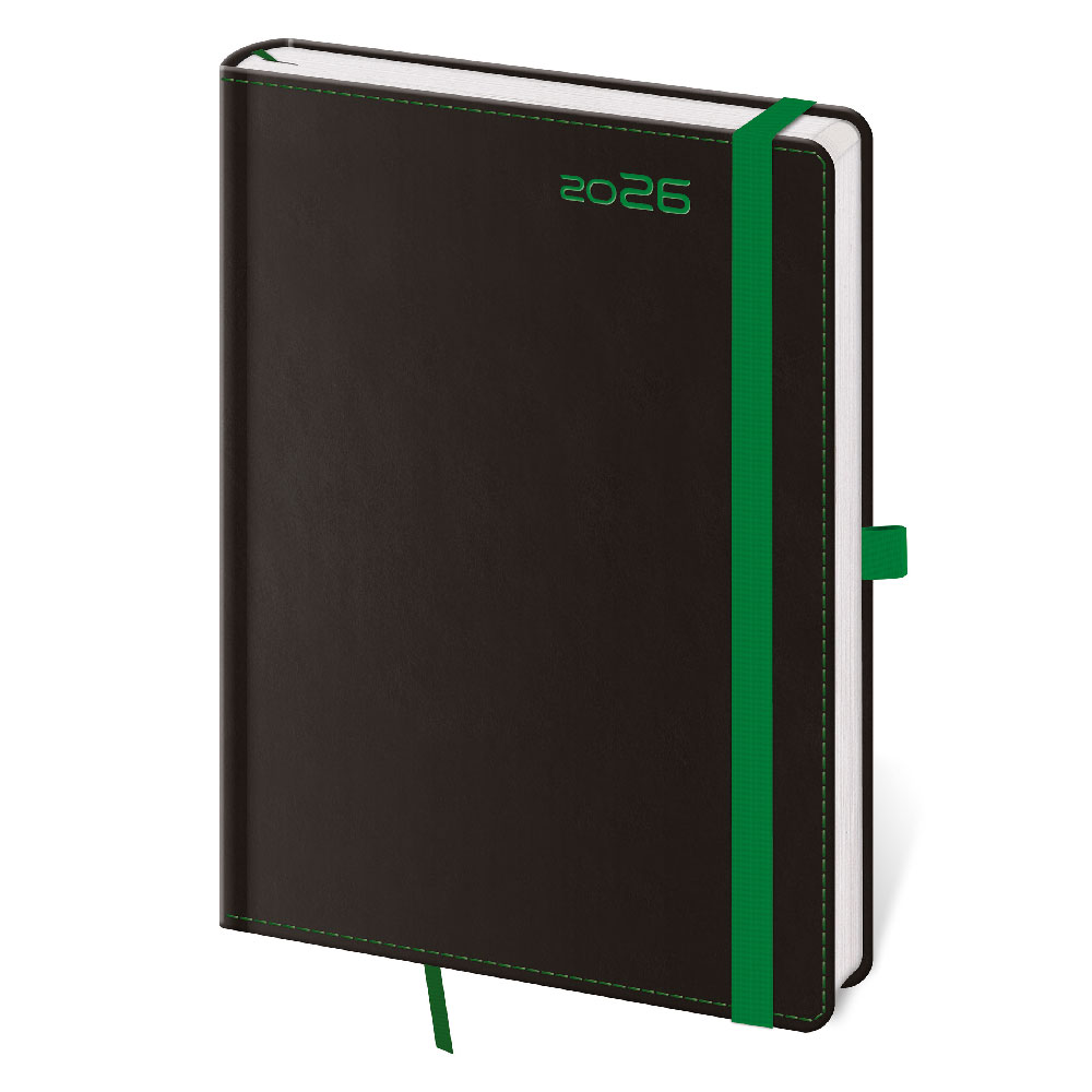 Týždenný diár B6 2026 Black Green