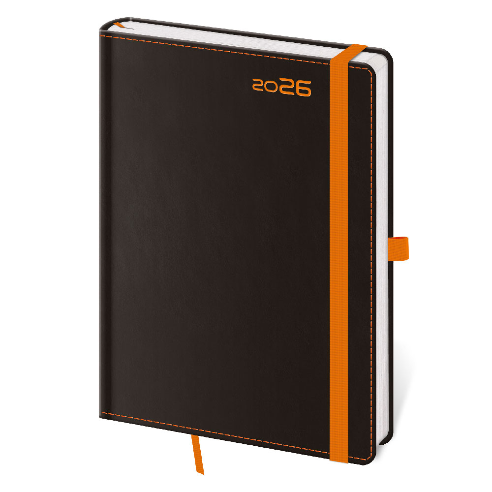 Týždenný diár B6 2026 Black Orange