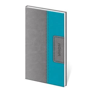 Týždenný vreckový diár 2023 Classic - sivo/tyrkysový