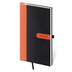 Týždenný vreckový diár 2026 Bora - čierno/oranžová