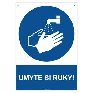 Umyte si ruky! - bezpečnostná tabuľka s dierkami, plast 2 mm - A4