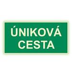 Úniková cesta - fotoluminiscenčná tabuľka, plast 2 mm 200x100 mm