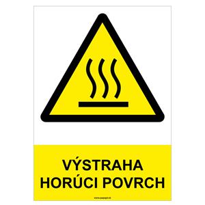 Výstraha! Horúci povrch - bezpečnostná tabuľka, samolepka A4