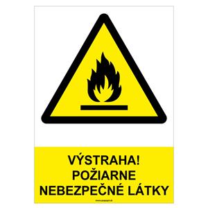 Výstraha! Požiarne nebezpečné látky-bezpečnostná tabuľka, plast A4, 2mm