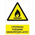 Výstraha! Požiarne nebezpečné látky-bezpečnostná tabuľka, plast A4, 2mm