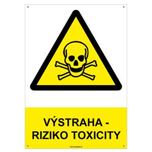 Výstraha! Riziko toxicity - bezpečnostná tabuľka s dierkami, plast 2 mm - A4