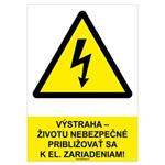 Výstraha-životu nebezpečné približovať sa k elektrickým zariadeniam!-bezpečnostná tabuľka, plast A4, 0,5mm