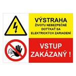 Výstraha-životu nebezpečné-Vstup zakázaný, kombinácia,plast 1mm,210x148mm