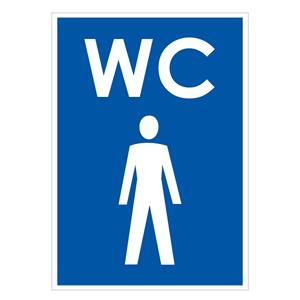WC muži, modrá, samolepka 105x148mm